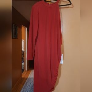 Red dress one sleeve Elloqui dress